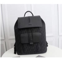 Grade Design DIOR BACKPACK Black Dior Oblique Jacquard and Black Grained Calfskin CM1062A