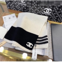 Buy Inexpensive Chanel Knit Scarf 013179 White 1/Black 2023