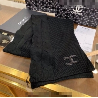 Promotional Chanel Knit Scarf 35x255cm 013180 Black 2023