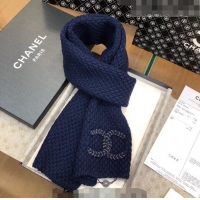 Reasonable Price Chanel Knit Scarf 30x190cm 013185 Navy Blue 2023