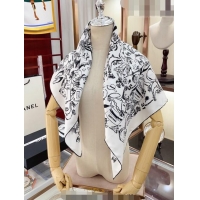 Inexpensive Chanel Silk Sqaure Scarf 90x90cm 030802 White 2023