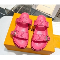 Classic Hot Louis Vuitton Bom Dia Flat Comfort Slide Sandals in Monogram Leather Pink 607119