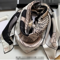 Famous Brand Chanel Silk Sqaure Scarf 90x90cm 061314 White 2023