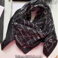 Good Product Chanel Logo Allover Silk Sqaure Scarf 90x90cm 31060 Black 2023