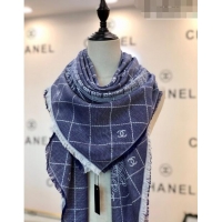 Super Quality Chanel Square Shawl Scarf 140cm 0815 Blue 2023