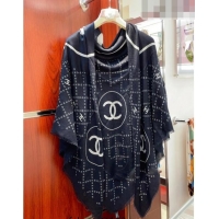 Most Popular Chanel Cashmere Shawl Scarf 140cm CH082301 Black 2023