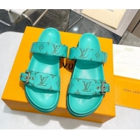 Good Looking Louis Vuitton Bom Dia Flat Comfort Slide Sandals in Monogram Leather Green 607120