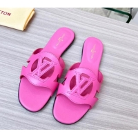 Best Product Louis Vuitton LV Isola Leather Flat Slide Sandals 608005 Dark Pink