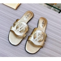 Sumptuous Louis Vuitton LV Isola Leather Flat Slide Sandals 608005 Gold