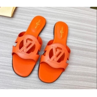 Hot Style Louis Vuitton LV Isola Leather Flat Slide Sandals Orange 608012