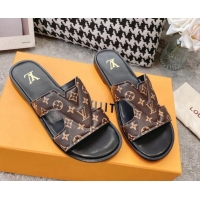 Best Grade Louis Vuitton LV Oasis Flat Slide Sandals in Brown Monogram Leather 608035