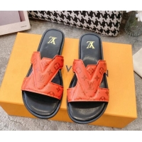 Purchase Louis Vuitton LV Oasis Flat Slide Sandals in Orange Monogram Leather 608036