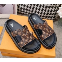 Grade Quality Louis Vuitton LV Oasis Slide Sandals in Brown Monogram Leather 608039