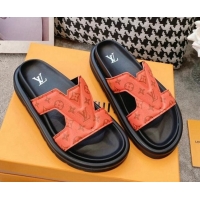 Perfect Louis Vuitton LV Oasis Slide Sandals in Orange Monogram Leather 608040