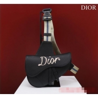 Best Quality Dior Essentials SADDLE BAG Grained Calfskin 1ADPO093G BLACK