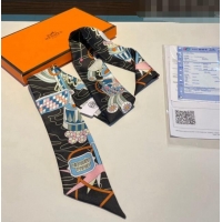 New Design Hermes Jumping Silk Bandeau Scarf 5x86cm H1561 Black 2023