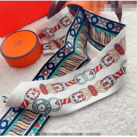 Discount Hermes Harnais en Rosace Silk Bandeau Scarf 5x86cm H1562 White 2023