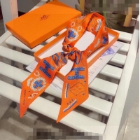 Good Taste Hermes Silk Bandeau Scarf 5x86cm 030803 Orange 2023