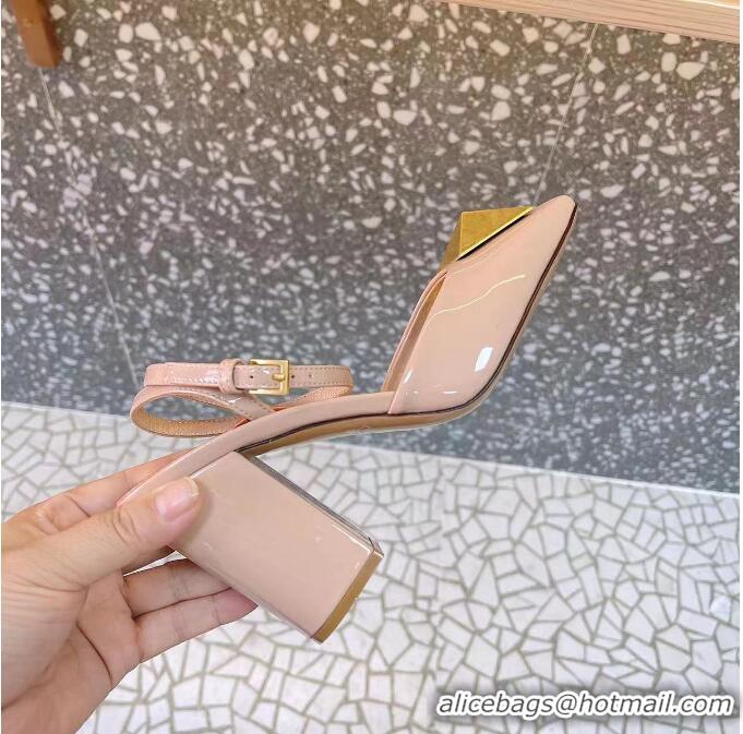 Popular Style Valentino One Stud Pumps in Patent Leather 9cm Nude 331007