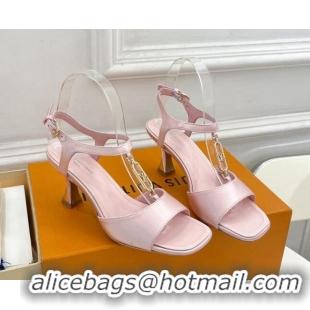 Best Product Louis Vuitton Sparkle Sandal 6.5cm in Silk Satin with LV Circle Light Pink 625079