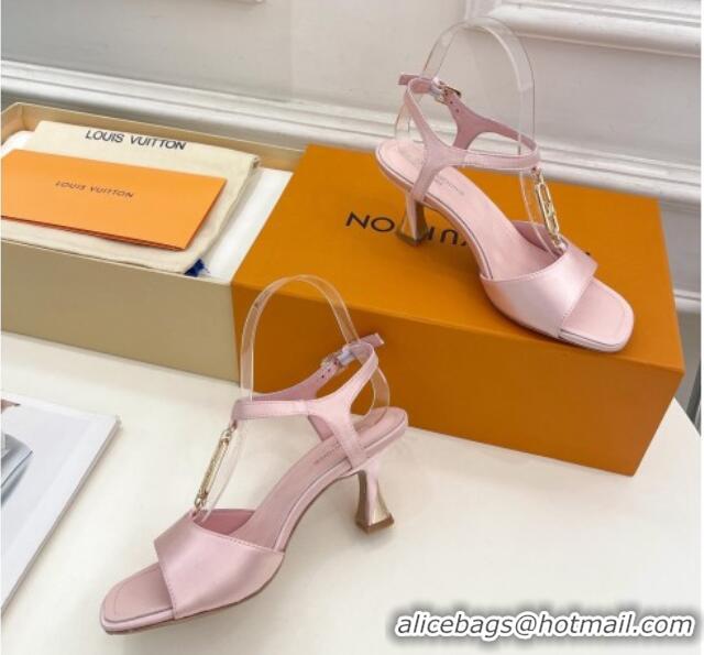 Best Product Louis Vuitton Sparkle Sandal 6.5cm in Silk Satin with LV Circle Light Pink 625079