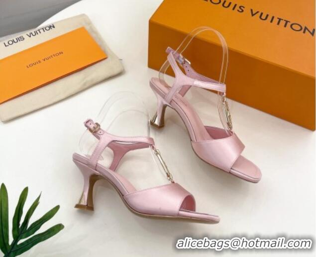 Best Product Louis Vuitton Sparkle Sandal 6.5cm in Silk Satin with LV Circle Light Pink 625079