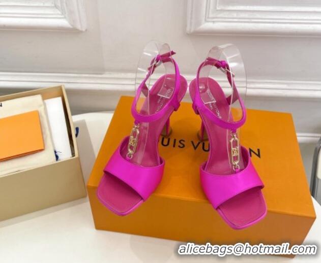 Top Design Louis Vuitton Sparkle Sandal 9.5cm in Silk Satin with LV Circle Dark Pink 625083