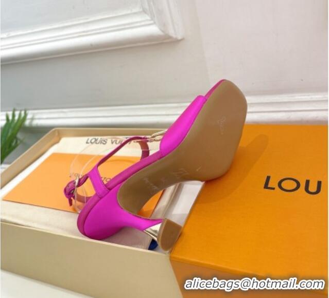 Top Design Louis Vuitton Sparkle Sandal 9.5cm in Silk Satin with LV Circle Dark Pink 625083