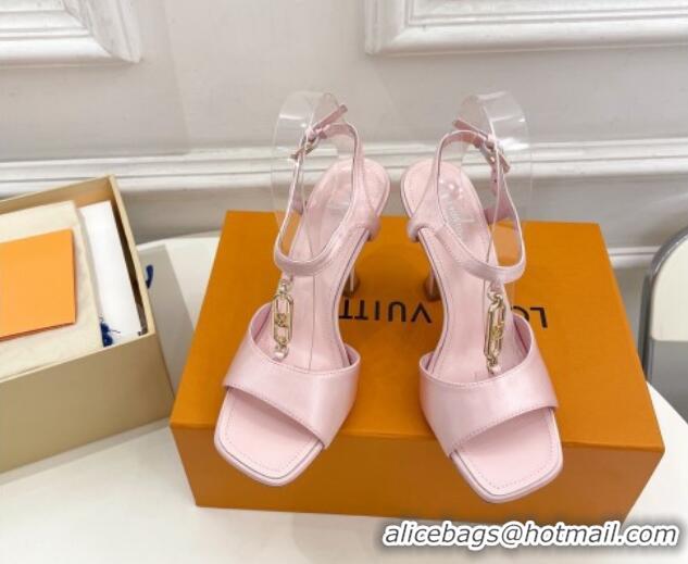 Best Product Louis Vuitton Sparkle Sandal 9.5cm in Silk Satin with LV Circle Light Pink 625084