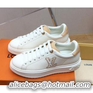 Shop Duplicate Louis Vuitton Time Out Sneaker in Calf Leather White/Beige 1ABVQP