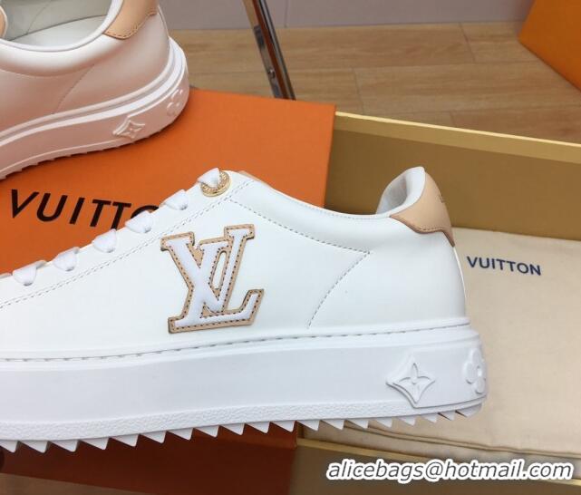 Shop Duplicate Louis Vuitton Time Out Sneaker in Calf Leather White/Beige 1ABVQP