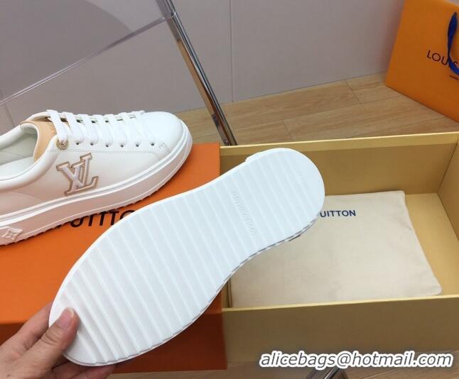 Shop Duplicate Louis Vuitton Time Out Sneaker in Calf Leather White/Beige 1ABVQP