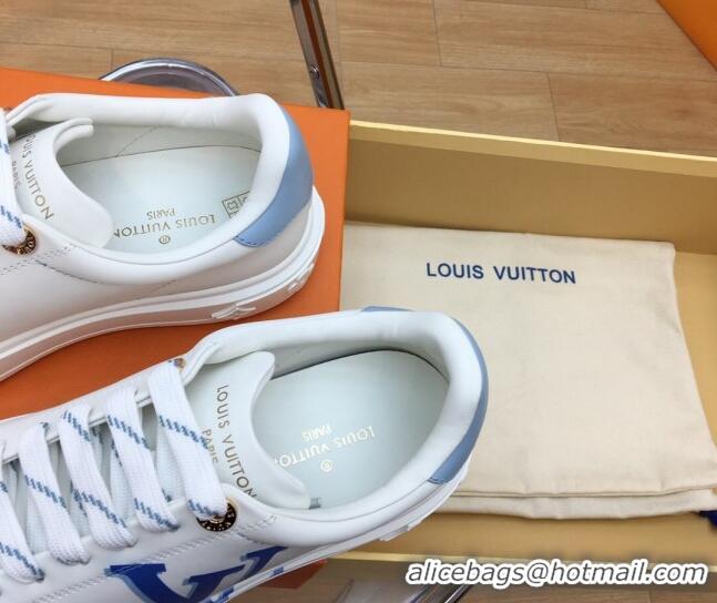 Popular Style Louis Vuitton Time Out Sneaker in Oversized LV Leather Blue 625093