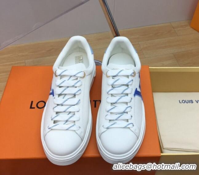 Popular Style Louis Vuitton Time Out Sneaker in Oversized LV Leather Blue 625093