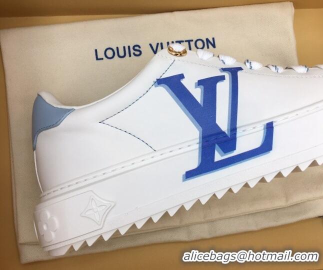 Popular Style Louis Vuitton Time Out Sneaker in Oversized LV Leather Blue 625093