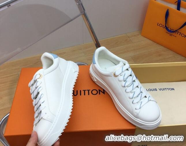 Popular Style Louis Vuitton Time Out Sneaker in Oversized LV Leather Blue 625093