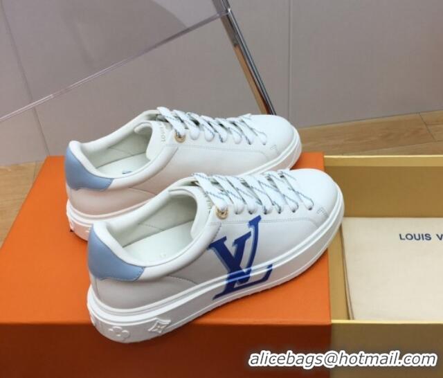 Popular Style Louis Vuitton Time Out Sneaker in Oversized LV Leather Blue 625093