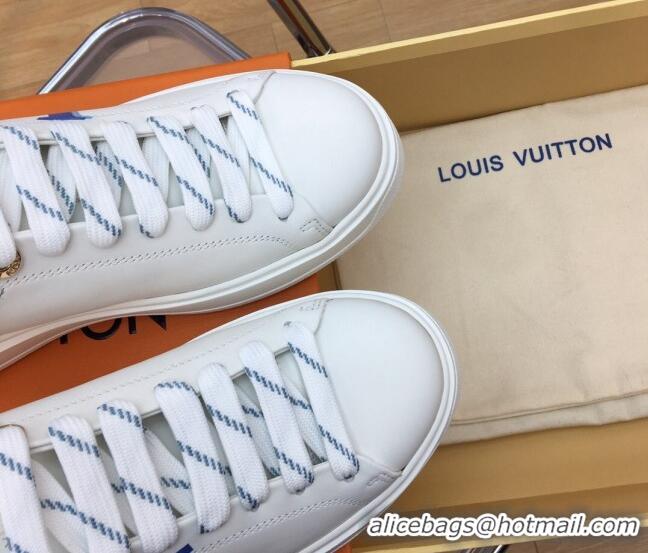 Popular Style Louis Vuitton Time Out Sneaker in Oversized LV Leather Blue 625093