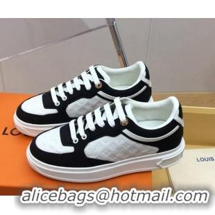 Discount Louis Vuitton Time Out Sneaker in Mini Monogram Leather and Suede Black/White 625095