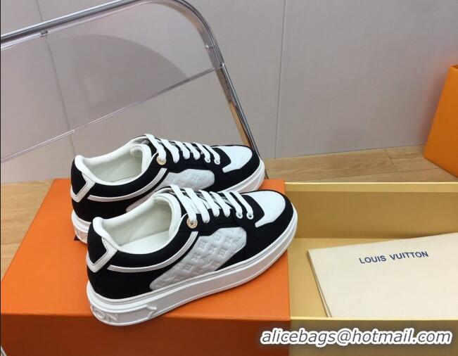 Discount Louis Vuitton Time Out Sneaker in Mini Monogram Leather and Suede Black/White 625095