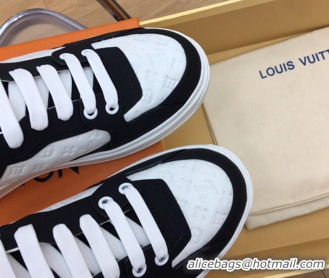 Discount Louis Vuitton Time Out Sneaker in Mini Monogram Leather and Suede Black/White 625095