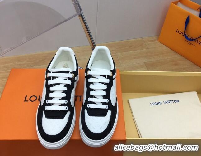 Discount Louis Vuitton Time Out Sneaker in Mini Monogram Leather and Suede Black/White 625095