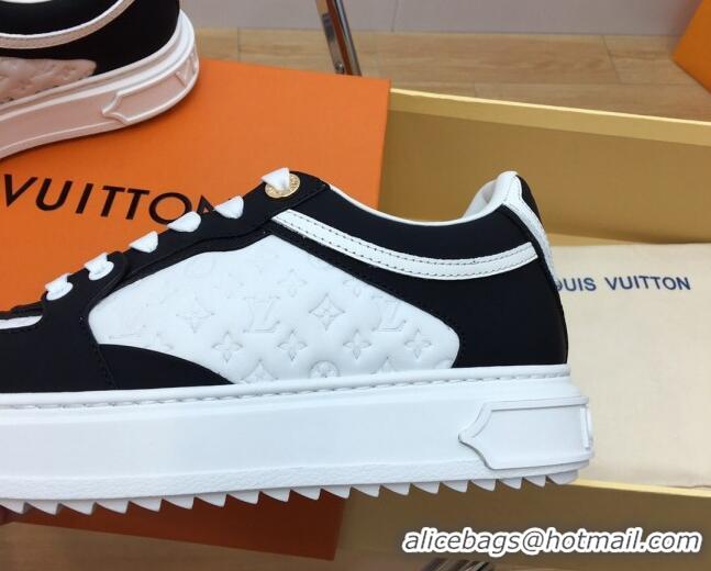 Discount Louis Vuitton Time Out Sneaker in Mini Monogram Leather and Suede Black/White 625095