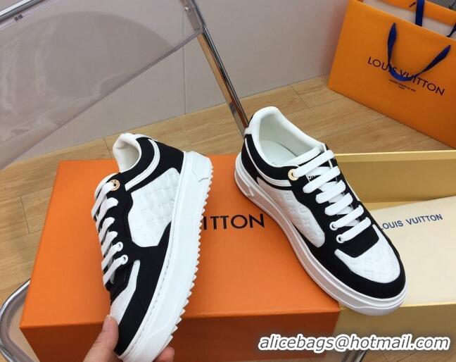 Discount Louis Vuitton Time Out Sneaker in Mini Monogram Leather and Suede Black/White 625095