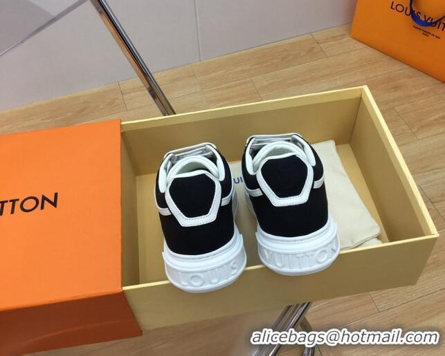 Discount Louis Vuitton Time Out Sneaker in Mini Monogram Leather and Suede Black/White 625095