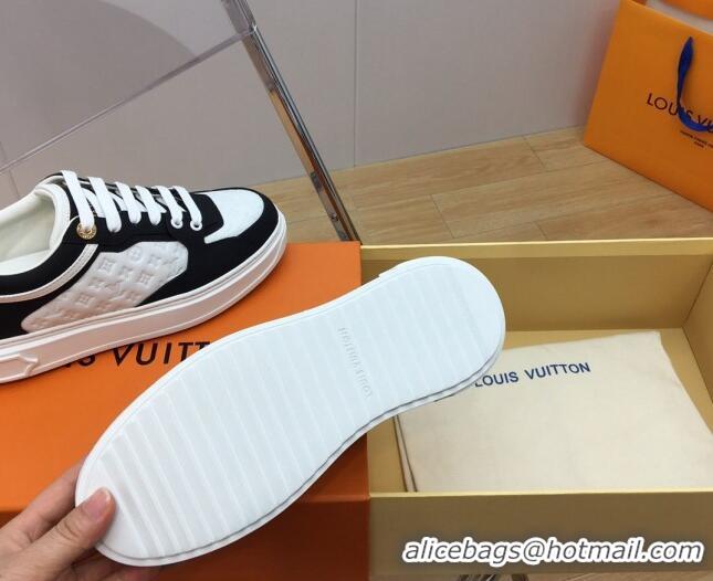 Discount Louis Vuitton Time Out Sneaker in Mini Monogram Leather and Suede Black/White 625095