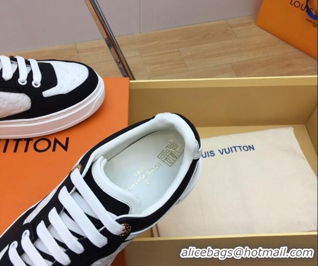 Discount Louis Vuitton Time Out Sneaker in Mini Monogram Leather and Suede Black/White 625095