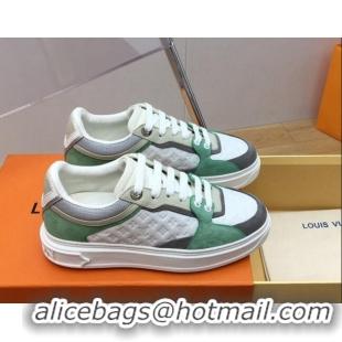 Most Popular Louis Vuitton Time Out Sneaker in Mini Monogram Leather and Suede Green 625097