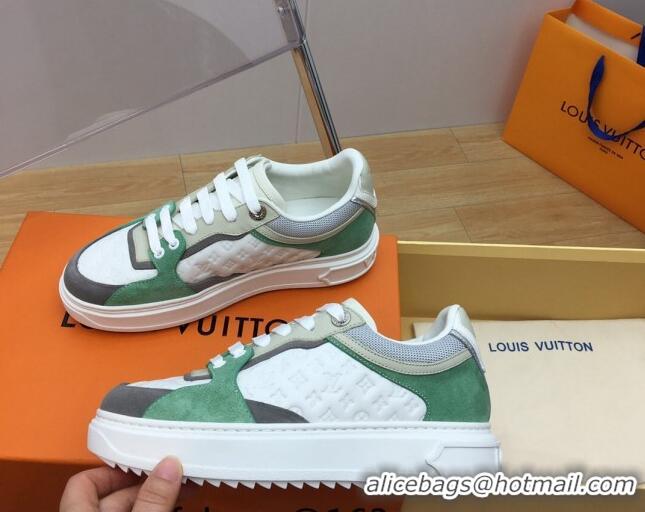 Most Popular Louis Vuitton Time Out Sneaker in Mini Monogram Leather and Suede Green 625097