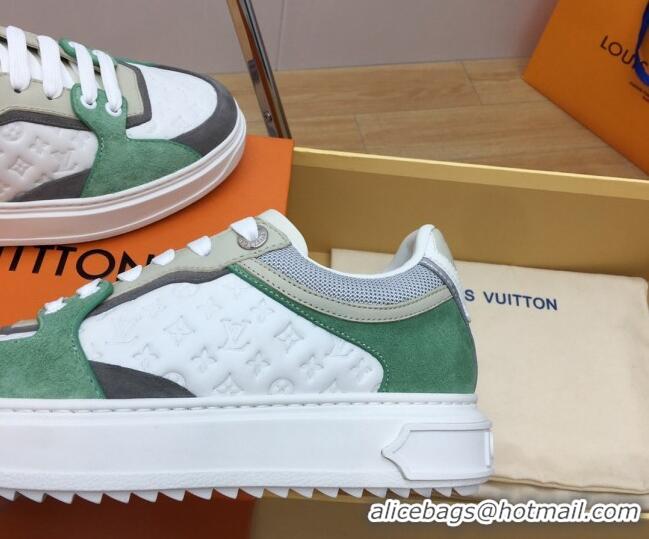 Most Popular Louis Vuitton Time Out Sneaker in Mini Monogram Leather and Suede Green 625097